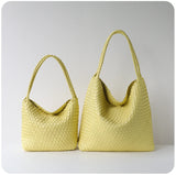 Women's Handwoven Vegan Leather Hobo Tote Bag | Intrecciato Shoulder Bag | Two Sizes | Lightweight Everyday Handbag for Women