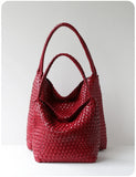 Women's Handwoven Vegan Leather Hobo Tote Bag | Intrecciato Shoulder Bag | Two Sizes | Lightweight Everyday Handbag for Women