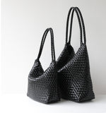 Women's Handwoven Vegan Leather Hobo Tote Bag | Intrecciato Shoulder Bag | Two Sizes | Lightweight Everyday Handbag for Women