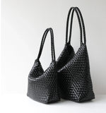 Women's Handwoven Vegan Leather Hobo Tote Bag | Intrecciato Shoulder Bag | Two Sizes | Lightweight Everyday Handbag for Women