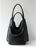 Women's Handwoven Vegan Leather Hobo Tote Bag | Intrecciato Shoulder Bag | Two Sizes | Lightweight Everyday Handbag for Women