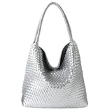 Women's Handwoven Vegan Leather Hobo Tote Bag | Intrecciato Shoulder Bag | Two Sizes | Lightweight Everyday Handbag for Women