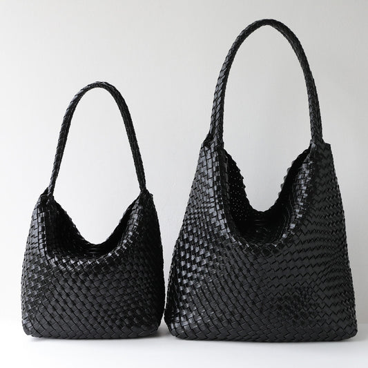 Women's Handwoven Vegan Leather Hobo Tote Bag | Intrecciato Shoulder Bag | Two Sizes | Lightweight Everyday Handbag for Women