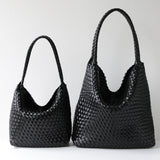 Women's Handwoven Vegan Leather Hobo Tote Bag | Intrecciato Shoulder Bag | Two Sizes | Lightweight Everyday Handbag for Women