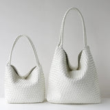 Women's Handwoven Vegan Leather Hobo Tote Bag | Intrecciato Shoulder Bag | Two Sizes | Lightweight Everyday Handbag for Women