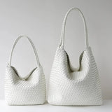 Women's Handwoven Vegan Leather Hobo Tote Bag | Intrecciato Shoulder Bag | Two Sizes | Lightweight Everyday Handbag for Women
