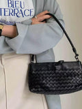 Woven Lambskin Leather Shoulder Bag | Handcrafted Vintage Crossbody Bag