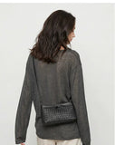Woven Lambskin Leather Shoulder Bag | Handcrafted Vintage Crossbody Bag