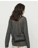 Woven Lambskin Leather Shoulder Bag | Handcrafted Vintage Crossbody Bag