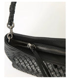 Woven Lambskin Leather Shoulder Bag | Handcrafted Vintage Crossbody Bag