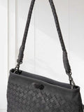 Woven Lambskin Leather Shoulder Bag | Handcrafted Vintage Crossbody Bag