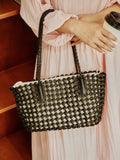 Woven Leather Cutout Tote Bag | Handcrafted Full Grain Cowhide Basket Bag
