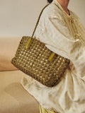 Woven Leather Cutout Tote Bag | Handcrafted Full Grain Cowhide Basket Bag