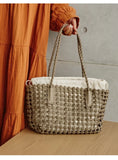 Woven Leather Cutout Tote Bag | Handcrafted Full Grain Cowhide Basket Bag