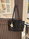 Woven Leather Cutout Tote Bag | Handcrafted Full Grain Cowhide Basket Bag