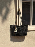 Woven Leather Cutout Tote Bag | Handcrafted Full Grain Cowhide Basket Bag