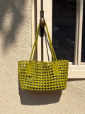 Woven Leather Cutout Tote Bag | Handcrafted Full Grain Cowhide Basket Bag