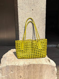 Woven Leather Cutout Tote Bag | Handcrafted Full Grain Cowhide Basket Bag