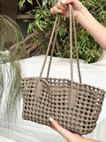 Woven Leather Cutout Tote Bag | Handcrafted Full Grain Cowhide Basket Bag