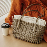 Woven Leather Cutout Tote Bag | Handcrafted Full Grain Cowhide Basket Bag