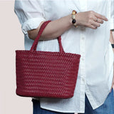 Woven Leather Purse for Women, Handmade Vintage Full Grain Leather Basket Tote, Leather Top Handle Handbag