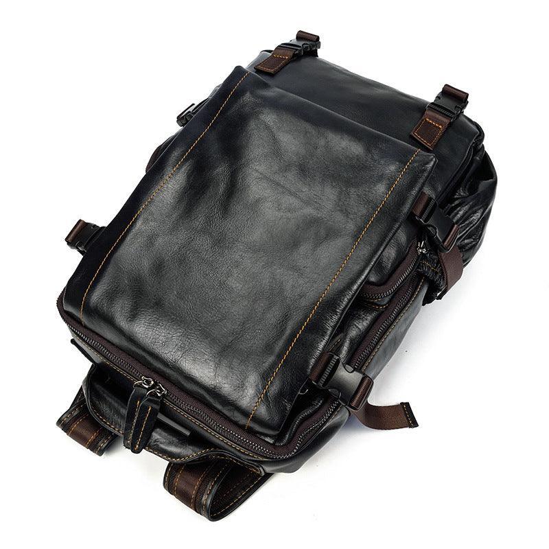 Black Leather Backpack for Women and Men Genuine Leather Travelling Bag Laptop Bag Travel Backpack Shoulder Bag Best Satchel Bag - Alexel Crafts