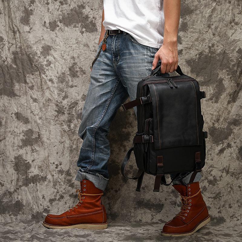 Black Leather Backpack for Women and Men Genuine Leather Travelling Bag Laptop Bag Travel Backpack Shoulder Bag Best Satchel Bag - Alexel Crafts