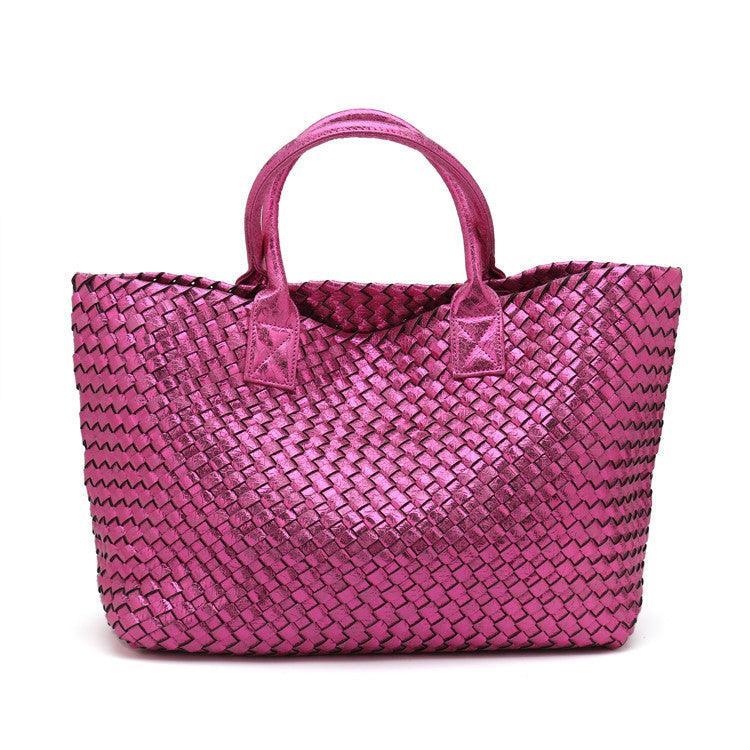 Chic Serpent Print Tote Bag - Luxurious Metallic & Vivid Hues Handwoven Vegan Leather Tote/Weekend Bag - Alexel Crafts