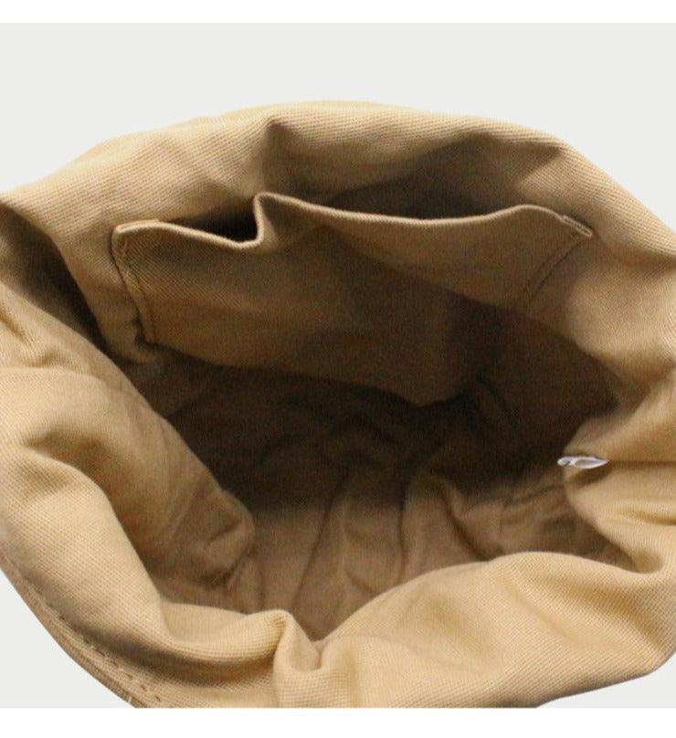 Hand-Woven Cowhide Leather Bucket Bag | Women's Braided Drawstring Basket Purse