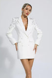Elegant Handcrafted Diamond Beaded and Embellished Tailored Blazer Dress - Alexel Crafts