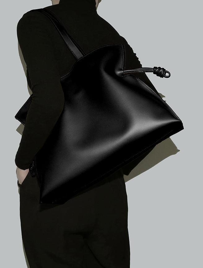 Elegant Oversized Cowhide Leather Tote Bag for Women with Drawstring Closure - Alexel Crafts