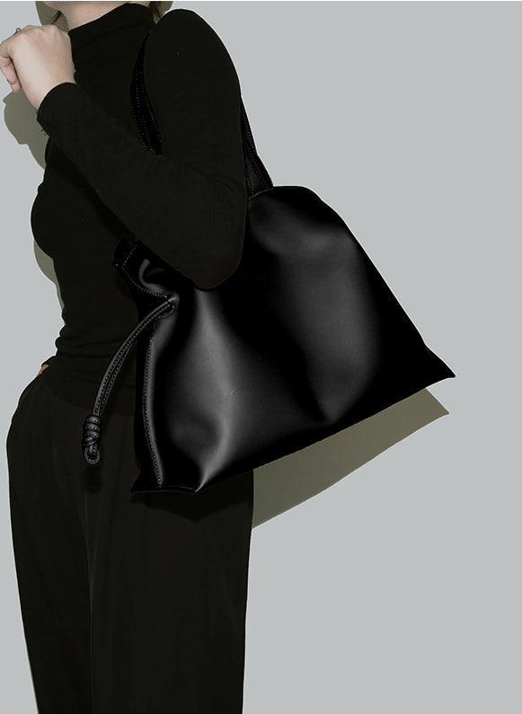 Elegant Oversized Cowhide Leather Tote Bag for Women with Drawstring Closure - Alexel Crafts