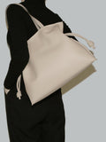 Elegant Oversized Cowhide Leather Tote Bag for Women with Drawstring Closure - Alexel Crafts