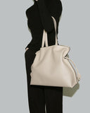 Elegant Oversized Cowhide Leather Tote Bag for Women with Drawstring Closure - Alexel Crafts