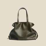 Elegant Oversized Cowhide Leather Tote Bag for Women with Drawstring Closure - Alexel Crafts
