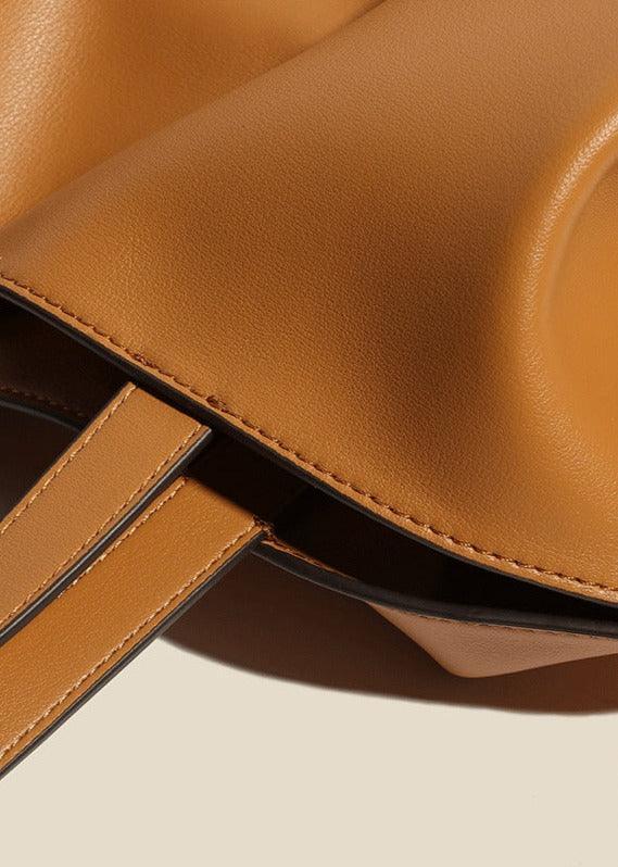 Elegant Oversized Cowhide Leather Tote Bag for Women with Drawstring Closure - Alexel Crafts