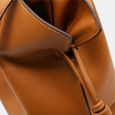 Elegant Oversized Cowhide Leather Tote Bag for Women with Drawstring Closure - Alexel Crafts