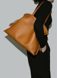Elegant Oversized Cowhide Leather Tote Bag for Women with Drawstring Closure - Alexel Crafts