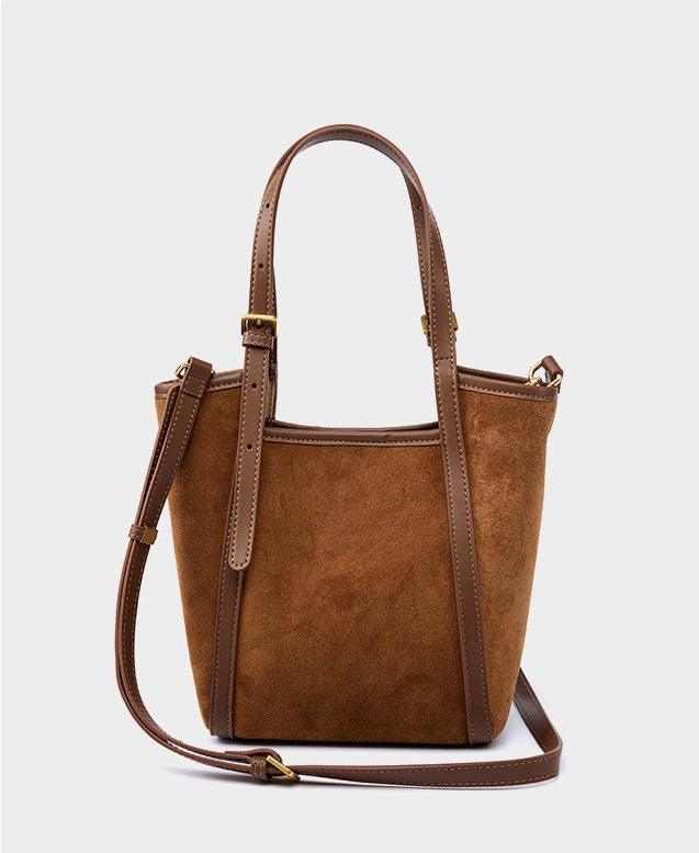 Elegant Suede Leather Tote Bag with Adjustable Strap | Shoulder Bag for Women - Alexel Crafts