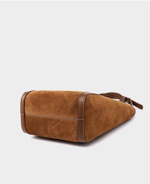 Elegant Suede Leather Tote Bag with Adjustable Strap | Shoulder Bag for Women - Alexel Crafts