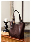 Elegant Suede Leather Tote Bag with Adjustable Strap | Shoulder Bag for Women - Alexel Crafts