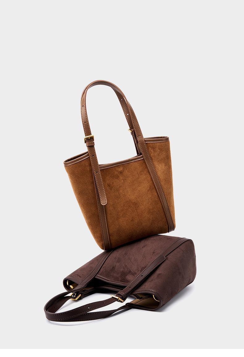 Elegant Suede Leather Tote Bag with Adjustable Strap | Shoulder Bag for Women - Alexel Crafts
