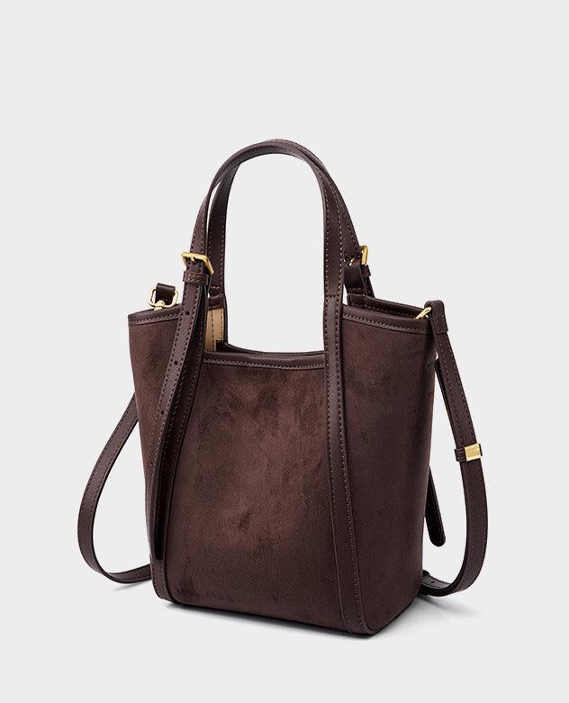 Elegant Suede Leather Tote Bag with Adjustable Strap | Shoulder Bag for Women - Alexel Crafts