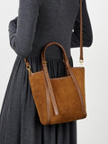 Elegant Suede Leather Tote Bag with Adjustable Strap | Shoulder Bag for Women - Alexel Crafts