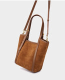 Elegant Suede Leather Tote Bag with Adjustable Strap | Shoulder Bag for Women - Alexel Crafts
