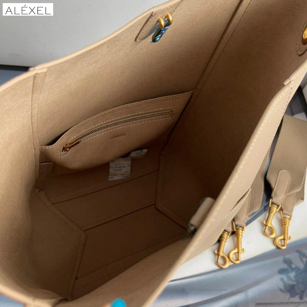 Extra Large Genuine Leather Bucket Bag, Minimalist Classic Leather Tote Bag, Fashion Designer Shoulder Bag Wide Strap, Gift For Her - Alexel Crafts