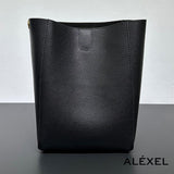 Extra Large Genuine Leather Bucket Bag, Minimalist Classic Leather Tote Bag, Fashion Designer Shoulder Bag Wide Strap, Gift For Her - Alexel Crafts