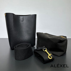 Extra Large Genuine Leather Bucket Bag, Minimalist Classic Leather Tote Bag, Fashion Designer Shoulder Bag Wide Strap, Gift For Her - Alexel Crafts Extra Large Genuine Leather Bucket Bag, Minimalist Classic Leather Tote Bag, Fashion Designer Shoulder Bag Wide Strap, Gift For Her - Alexel Crafts