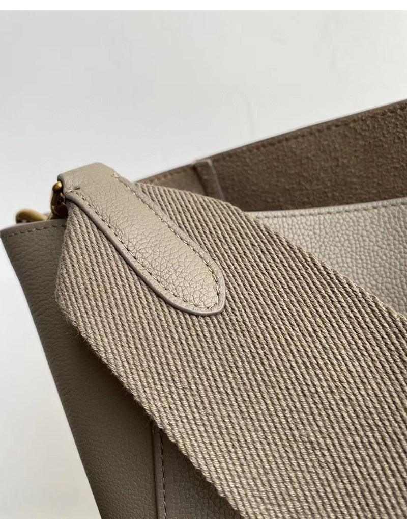 Extra Large Genuine Leather Bucket Bag, Minimalist Classic Leather Tote Bag, Fashion Designer Shoulder Bag Wide Strap, Gift For Her - Alexel Crafts