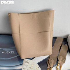 Extra Large Genuine Leather Bucket Bag, Minimalist Classic Leather Tote Bag, Fashion Designer Shoulder Bag Wide Strap, Gift For Her - Alexel Crafts Extra Large Genuine Leather Bucket Bag, Minimalist Classic Leather Tote Bag, Fashion Designer Shoulder Bag Wide Strap, Gift For Her - Alexel Crafts